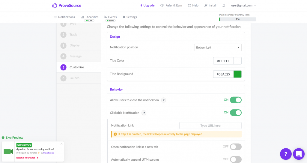 Customize Notifications